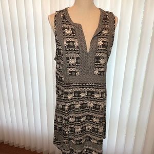 Navy/white elephant print sleeveless tunic dress L